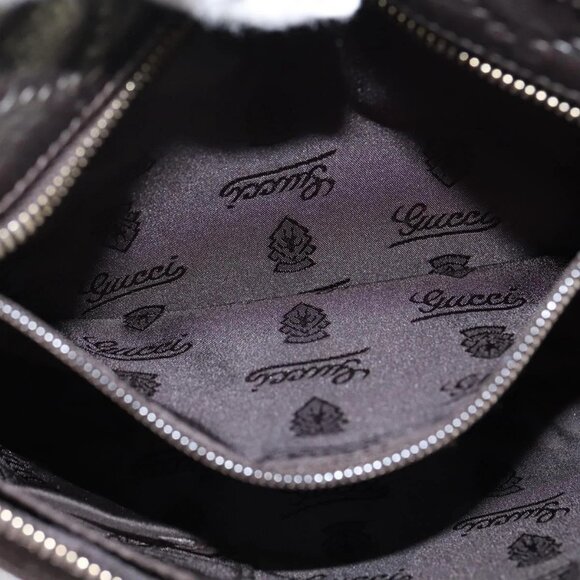 GUCCI Guccissima GG Canvas Shoulder Bag Leather Gray Gold 201538 Auth 147723 - Picture 13 of 16